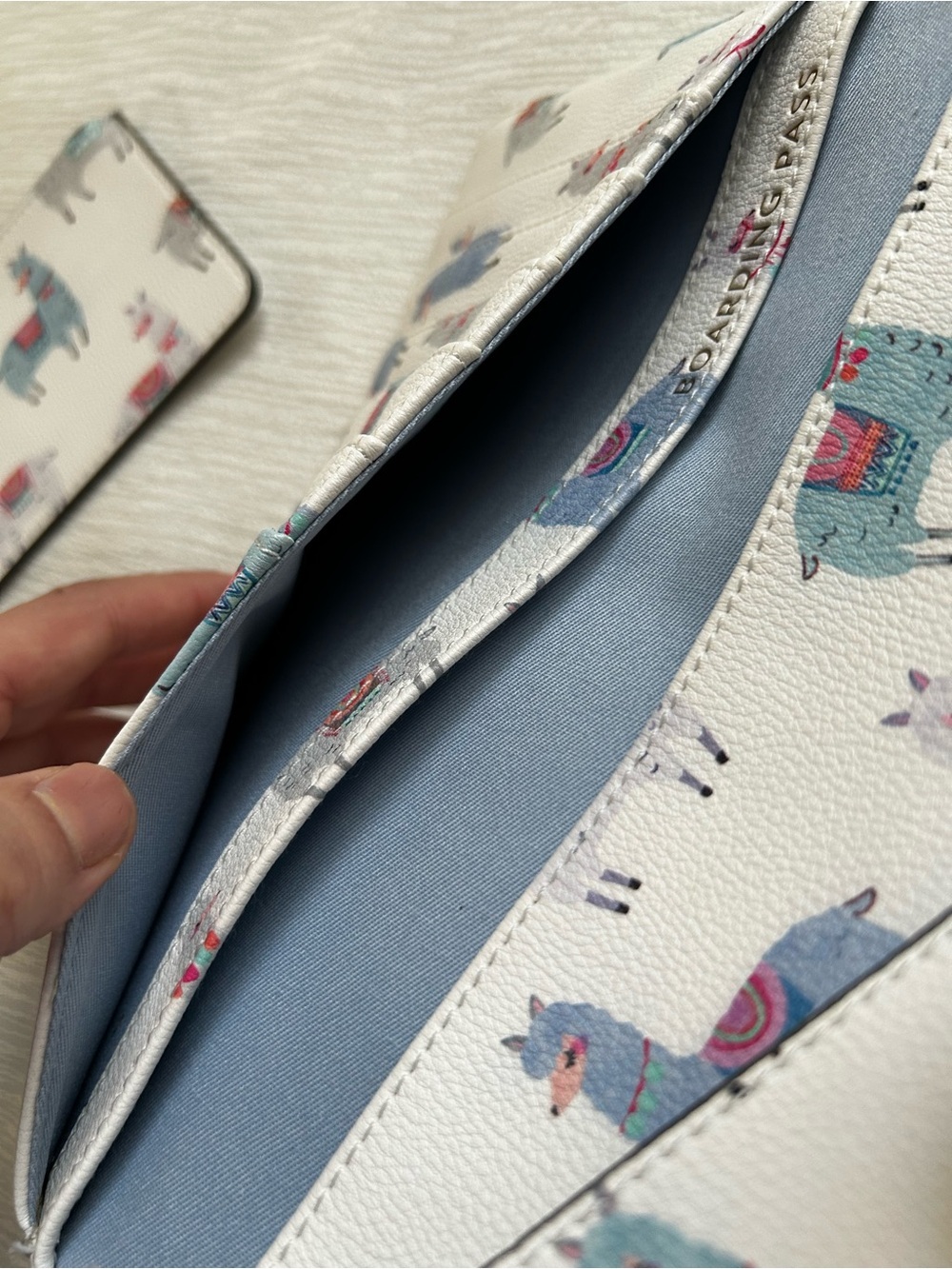 Love & Lore Travel documents fold over wallet White Llama Print - Picture 6 of 9
